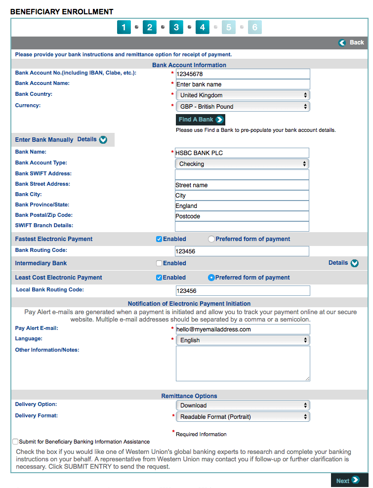 Western Union Screenshot