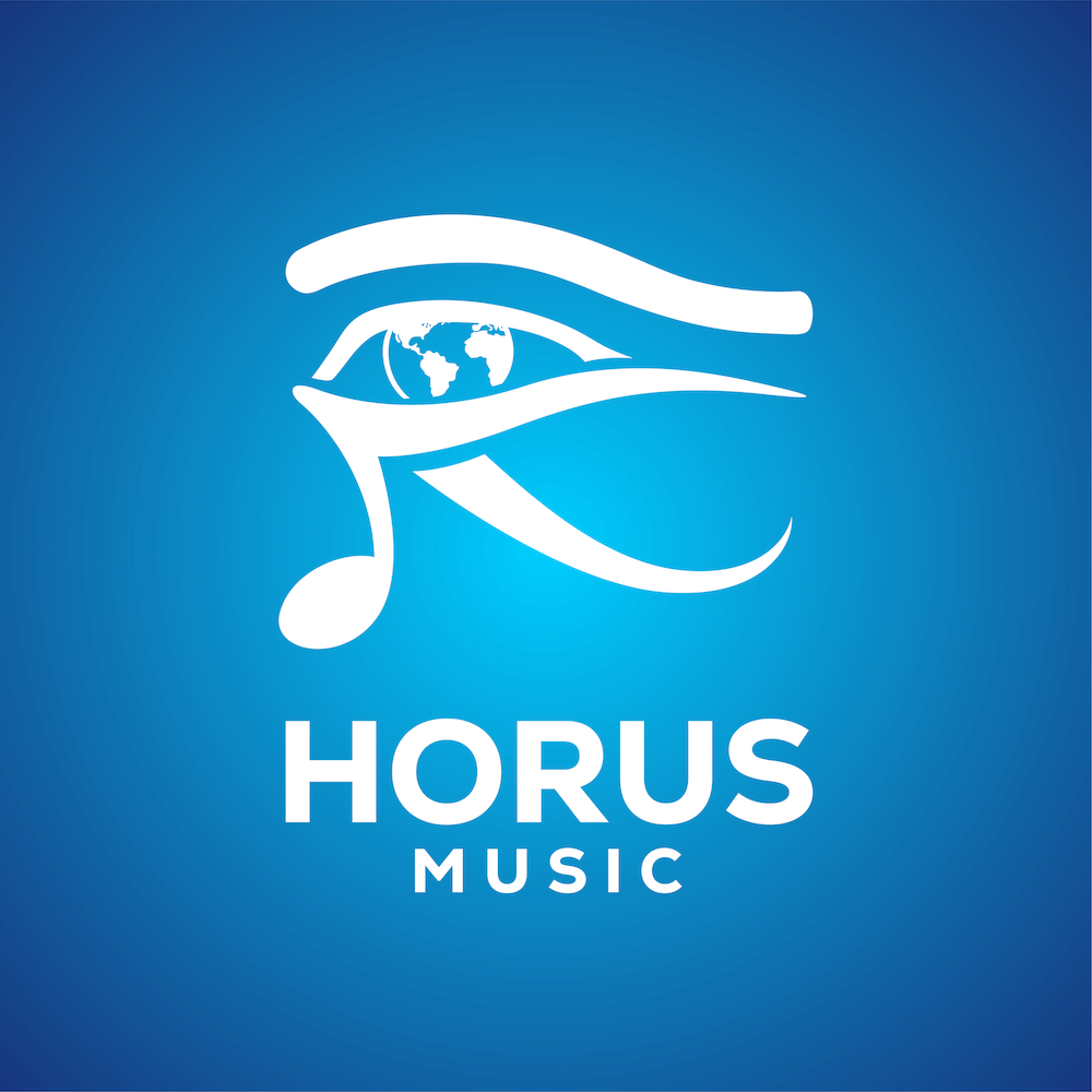 HorusMusic Logo (white on blue)