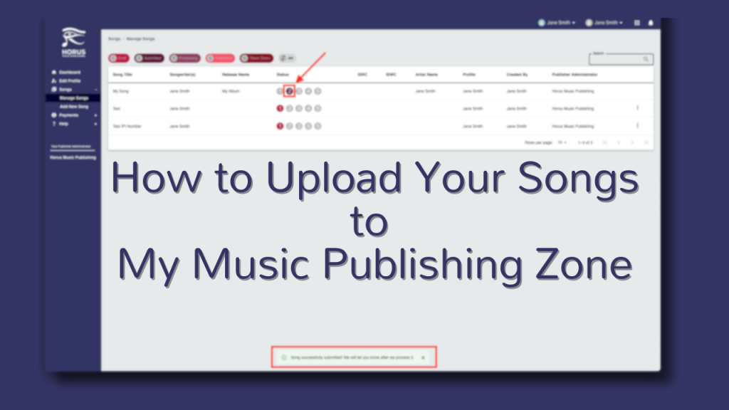 How to upload to my music publishing zone