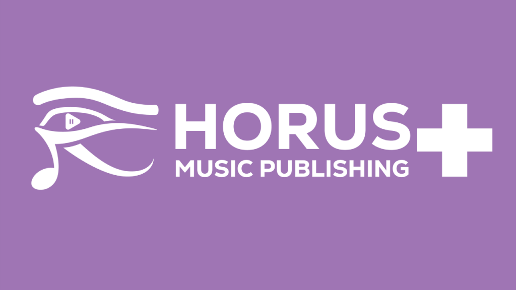 Horus Music Publishing Plus Logo Horizontal (White)