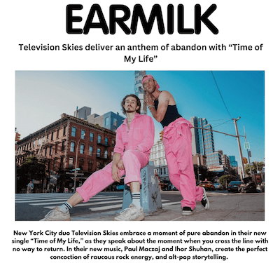 Digital PR success - Television Skies - Earmilk